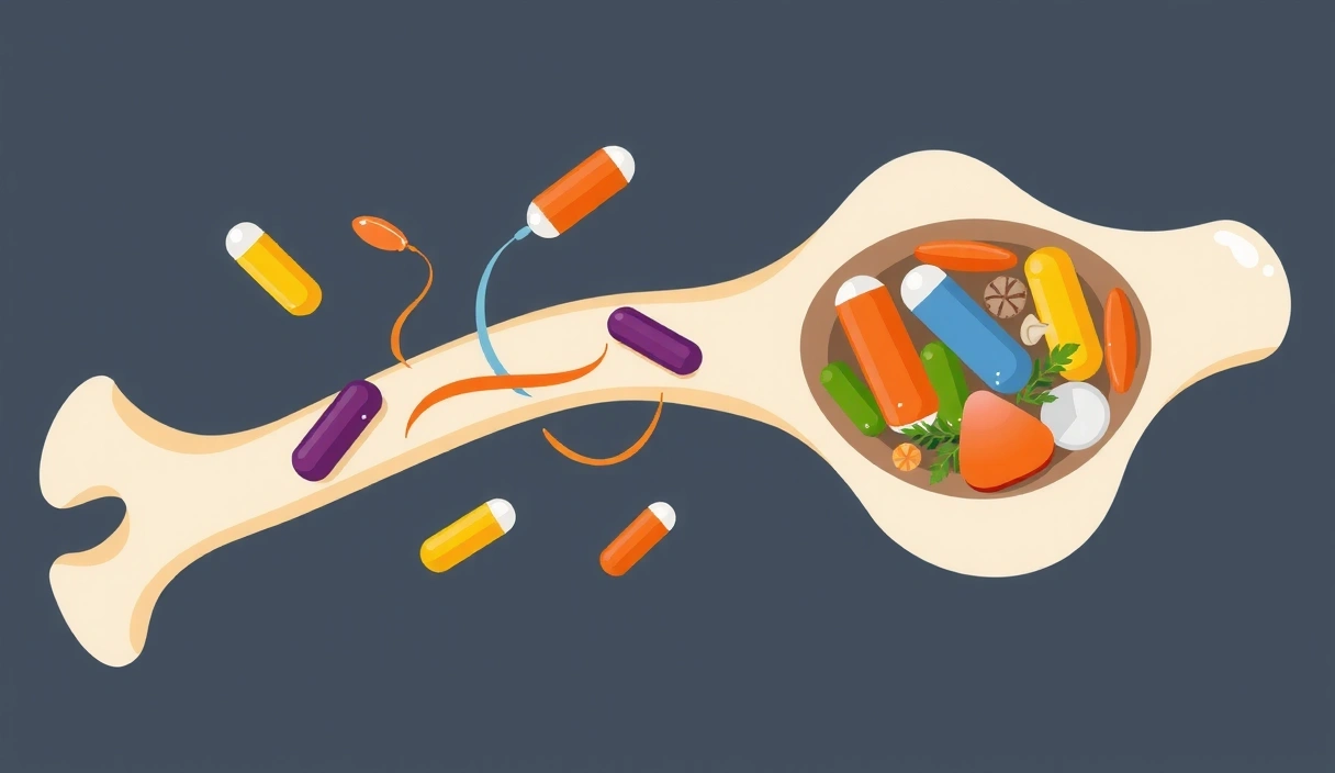 Abstract visual representation of bone structure and nutrient absorption